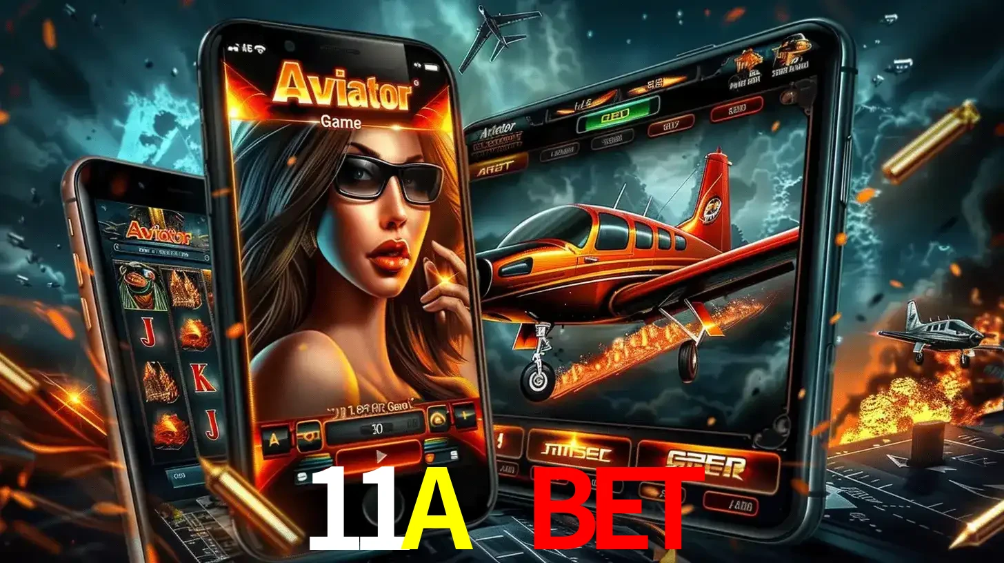 O popular jogo de apostas Aviator exibido em vários celulares e tablets, mostrando a interface emocionante e a ação de voo disponíveis para jogar agora no 11A BET.