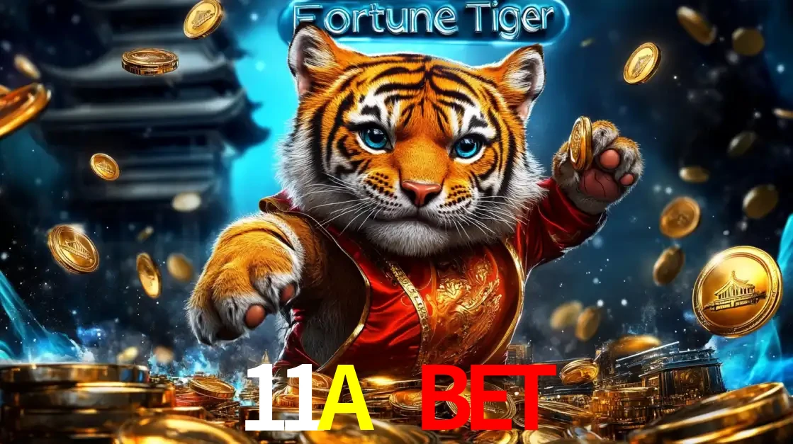 Imagem promocional do jogo de slot Fortune Tiger, com um tigre majestoso em traje tradicional cercado por uma fortuna em moedas de ouro, disponível agora no cassino 11A BET.